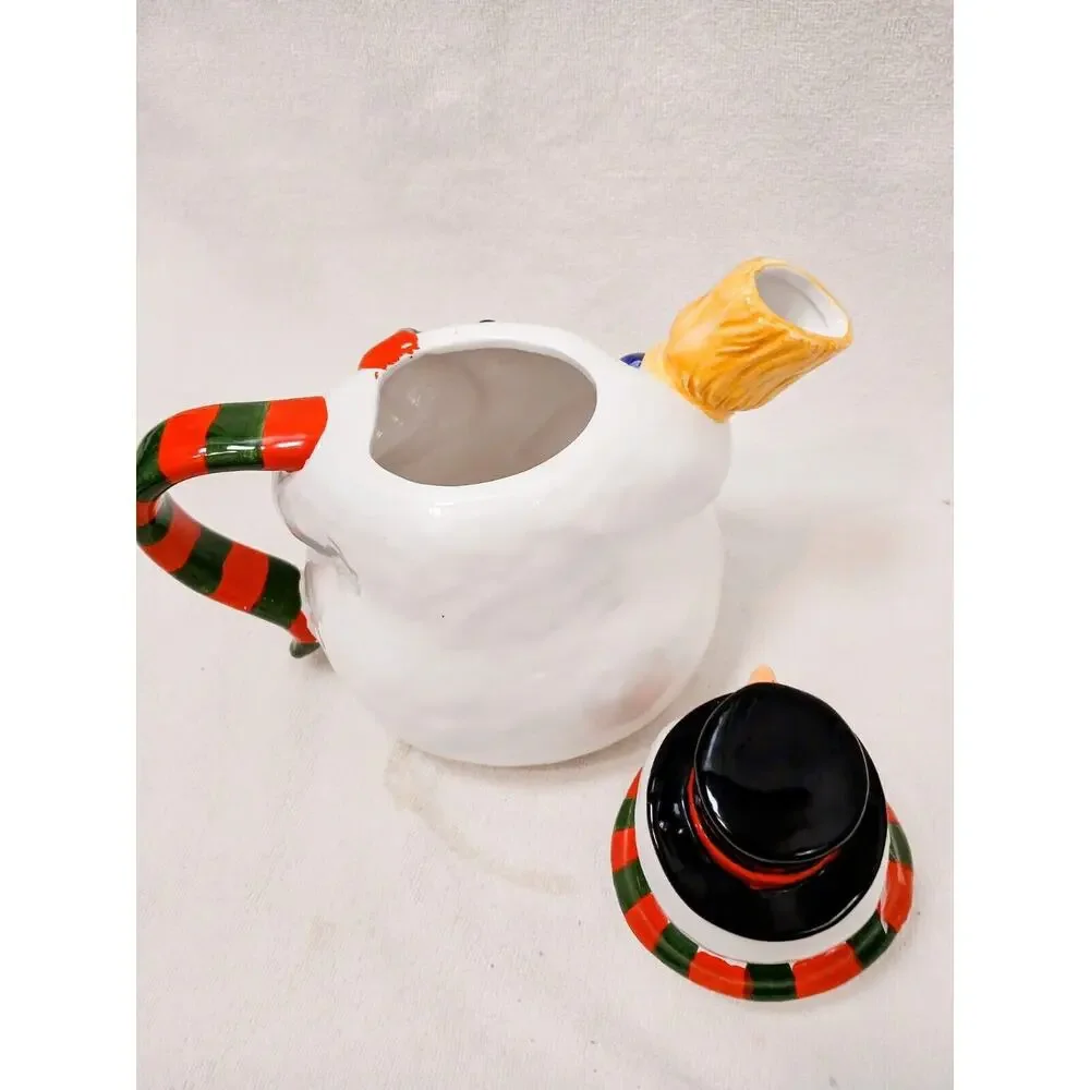Cooks Club Frosty SNOWMAN TEAPOT Hot Chocolate Server Christmas‎ Holiday Ceramic